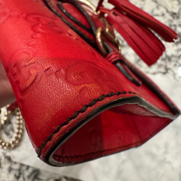 SOLD. SOLD SOLD Gucci Red Emily Leather Crossbody Bag Guccissima Horsebit - Picture 6 of 16